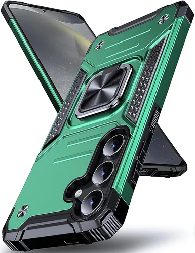 Vista 8 de DASFOND Diseñada para funda Galaxy S8 con soporte, anillo metálico giratorio mejorado de 360°, soporte kickstand de grado militar, resistente a