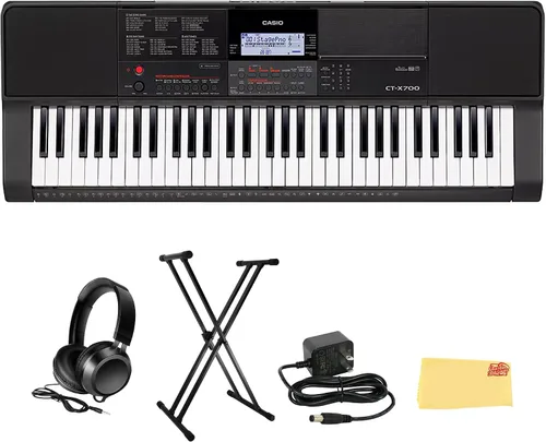 Vista 8 de Casio CT-X700 EDP Paquete de teclado educativo con fuente de alimentación, soporte, auriculares, cable USB y software de instrucciones
