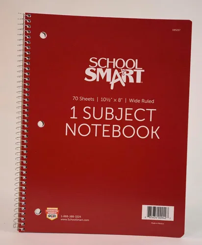 Vista 2 de School Smart Cuaderno de espiral con rayas anchas, 8 x 10-1/2 pulgadas