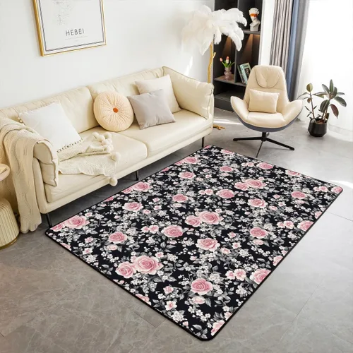 Vista 11 de jejeloiu Groovy Flower Area Rug 3x5 Retro Floral Boho Living Room Rugs for Bedroom 70S Hippie Groovy Flowers Bohemian Decor Carpet Psychedelic Beige