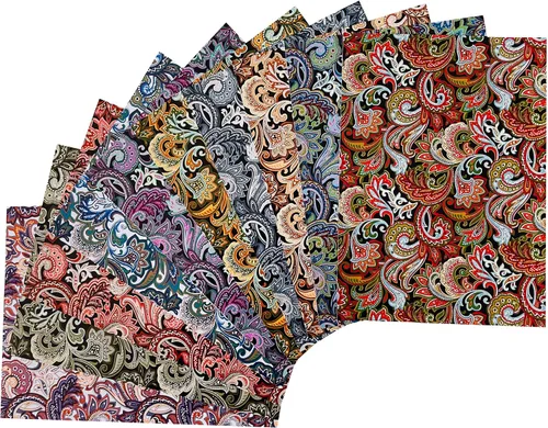 Vista 10 de Paquetes de tela de algodón acolchado de 18 x 22 pulgadas para coser, 10 unidades de flores blancas y negras Floral blanco y negro