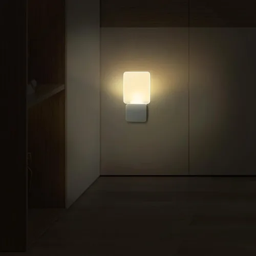 Vista 5 de oviitech Luz nocturna superior con sensor de luz del atardecer al amanecer en la parte inferior, luz en blanco cálido para pasillo, dormitorio, sala
