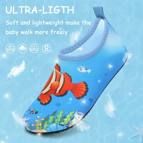 Vista 3 de ANLUKE Zapatos de agua para niños y niñas, calcetines acuáticos descalzos, de secado rápido, para playa, natación, deportes al aire libre, zapatos
