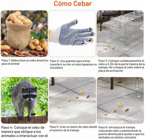 Vista 5 de TeqHome Trampa grande para jaula de animales vivos, trampa de jaula