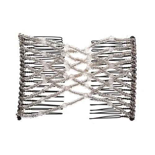Vista 2 de LOVEF Fashion Trend Easy Stretch Double Peines Magic Hair Peines - Blanco y Negro