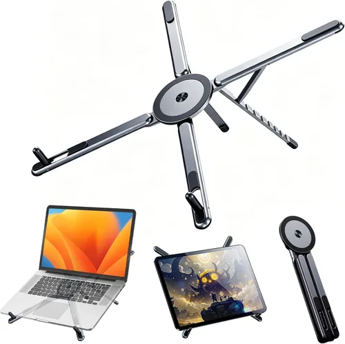 Vista 9 de 4-in-1 Portable Laptop Stand, Magnetic Tablet Phone Holder Mount Black