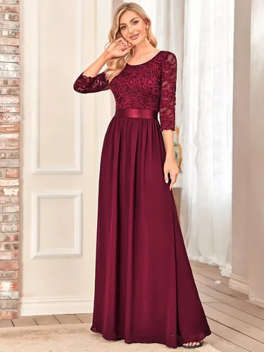 Vista 4 de Ever-Pretty - Vestido largo elegante para dama de honor con cintura imperio manga de 34 07412