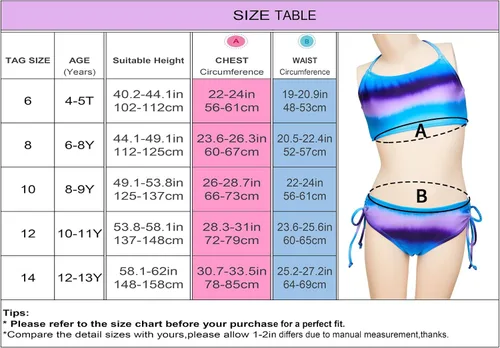 Vista 7 de MHJY Traje de baño de 2 piezas para niñas con correa ajustable