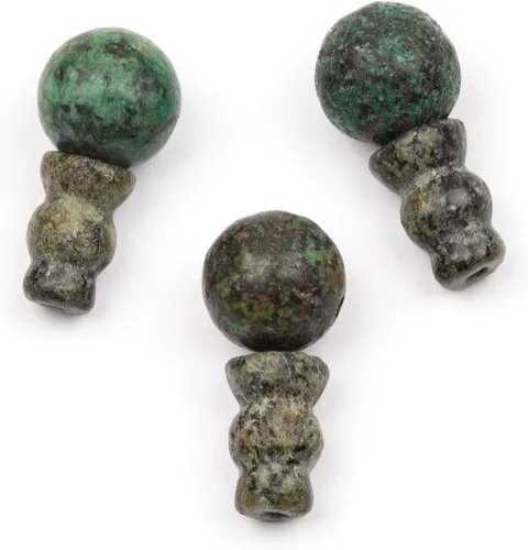 Vista 4 de Cherry Blossom Beads Piedra preciosa Mala Guru Bead – Turquesa africana – Tres agujeros 0.394 in redondo con torre de 0.276x0.394 in – Tres