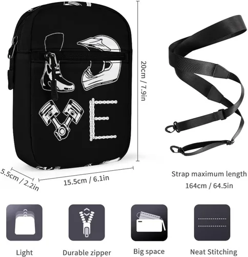 Vista 3 de Motocross Love Small Crossbody Bag Mini Shoulder Bag for Men Adjustable Satchel Bag Messenger Bag