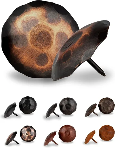 Vista 25 de 10 Pack 0.75" Round Head Iron Clavos Decorative Nails – Black – Handmade Rustic Round Fasteners for Farmhouse Shutters, Faux Wood Beams, Barn Doors