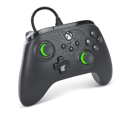 Vista 2 de PowerA Advantage Wired Controller for Xbox Series X S - Celestial Green, Black Xbox Controller with Detachable 10ft USB-C Cable, Mappable Buttons