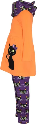 Vista 3 de Unique Baby Disfraz de Halloween de gato negro para niñas con bufanda infinita