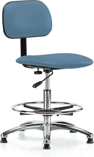 Vista 43 de Perch - Silla de laboratorio cromada con respaldo ajustable, altura del escritorio de 17 a 22 pulgadas, tela negra