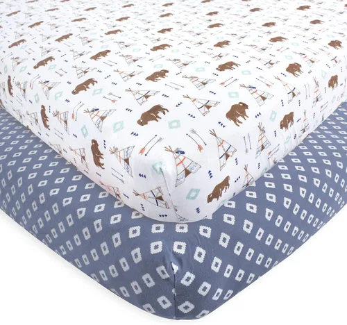 Vista 61 de Hudson Baby Sábana bajera ajustable unisex de algodón para cuna, avión, talla única