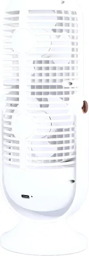 Vista 9 de Table Tower Fan, USB Plug In 5 Gears Quiet Brushless Motor with Detachable Blade for Car Home Office (White)