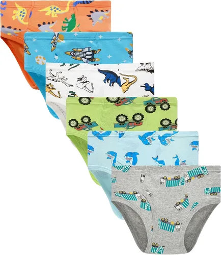 Vista 21 de Boboking - Calzoncillos 100% de algodón, para niños pequeños, ropa interior suave, con diseño de dinosaurios y de camiones