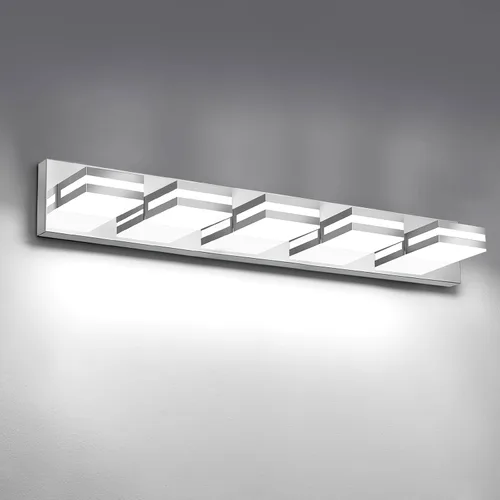 Vista 21 de IZORRO Luces LED modernas para baño (8 luces, regulables), iluminación de pared acrílica blanca mate, luces de tocador para baño sobre espejo, 6000