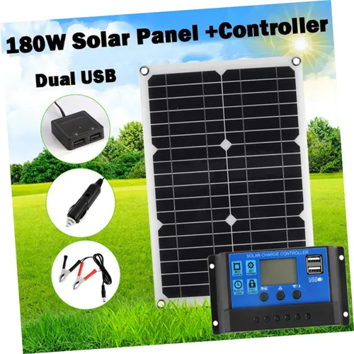 Vista 5 de TIDTALEO Dc Dual USB Kit de panel solar portátil con controlador de carga para mantenimiento de batería de camping RV y energía de emergencia