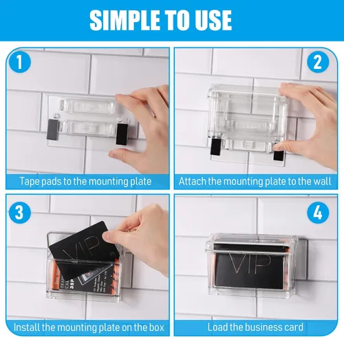 Vista 5 de Vicenpal Tarjetero de acrílico transparente para exteriores, para montaje en pared, incluye despegar y pegar para oficina, tiendas, camiones, pared