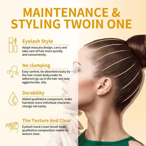 Vista 5 de FUNAN Barra de Acabado para el Cabello, Stick para Cabello con Frizz, Crema para Cabello Quebradizo Pequeño, No Grasoso y No Pegajoso Negro
