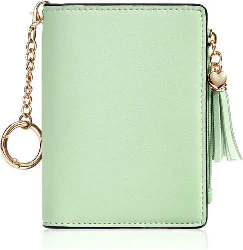 Vista 20 de Gostwo Billeteras pequeñas para mujer, elegante cartera para mujer con ventana de identificación, bolsillo con cremallera para monedas y borla.