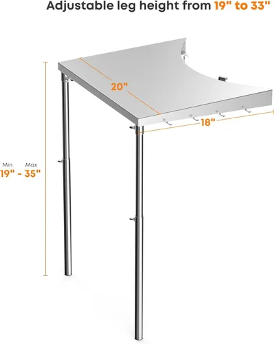 Vista 3 de Stanbroil Mesa de Trabajo de Acero Inoxidable se Ajusta a Todas las Parrillas de Carbón Tipo Kettle Weber de 18", 22" y Otras Parrillas de Carbón
