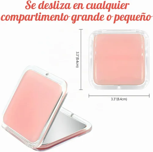 Vista 3 de Espejo compacto de aumento de viaje, espejo de bolsillo pequeño con copos de nieve, espejo cosmético de aumento 1x/15x, portátil de mano para viajes