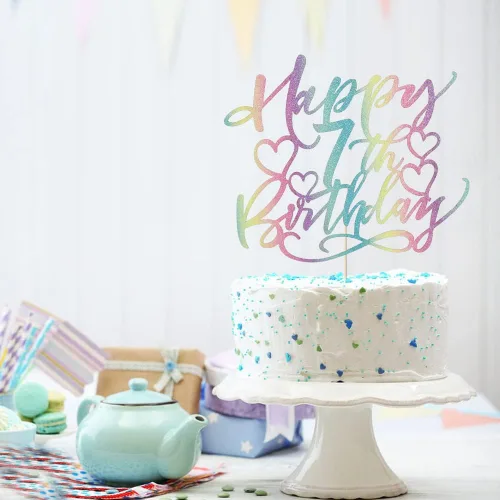 Vista 6 de Decoración de pastel de cumpleaños número 7 para niños y niñas, decoración de pastel de fiesta infantil