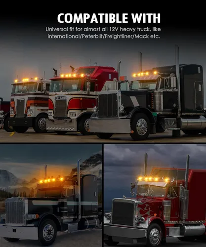 Vista 8 de Partsam 5 luces LED de repuesto para techo de 17 luces LED de repuesto para Kenworth Peterbilt Freightliner Mack de camiones resistentes