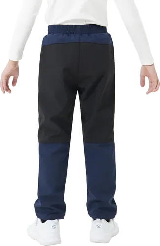 Vista 4 de MoFiz Pantalones de esquí de nieve impermeables para niños, pantalones de snowboard de forro polar cálido para niñas, cintura elástica, pantalones