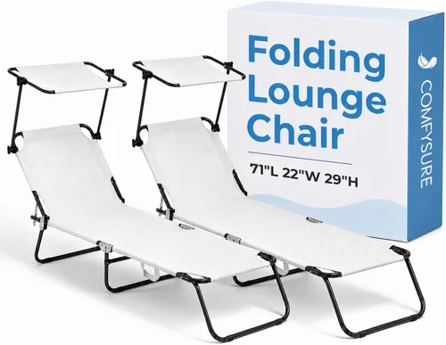 Vista 8 de ComfySure Sillón plegable para exteriores con dosel, silla de playa portátil y ajustable, 5 posiciones, asas de transporte, tela 600D, capacidad