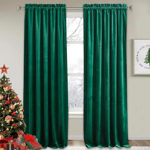 Vista 43 de RYB HOME Cortinas opacas de terciopelo para dormitorio, aislamiento térmico, privacidad, luz solar, bloqueo de calor, cortinas lujosas con bolsillo