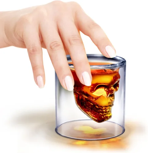 Vista 4 de Vaso de chupito de vidrio en forma de calavera Fred & Friends., DOOMED calavera de cristal, N/A, DOOMED