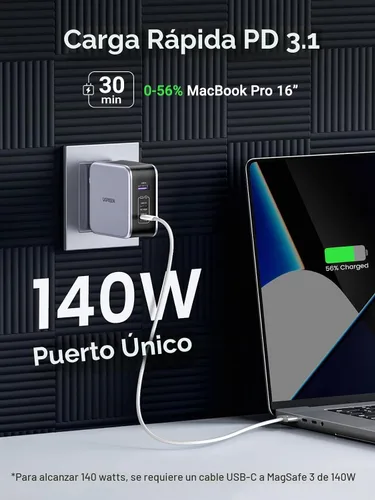 Vista 4 de UGREEN Cargador USB C de 140 W y cable USB C a USB C de 240 W y 6.6 pies