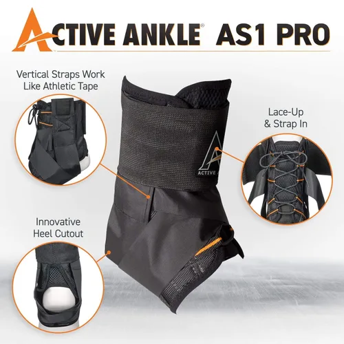 Vista 3 de Tobillera AS1 Pro con cordones, estabiliza el tobillo y brinda protección y soporte de esguinces. Ideal para usar en volleyball, rugby y basketball.