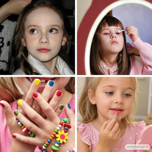 Vista 8 de Dmsky Kit de maquillaje para niños para niñas, juego de maquillaje