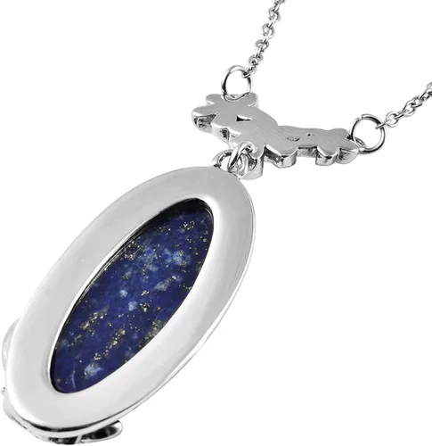 Vista 5 de Shop LC - Collar de lapislázuli azul para mujer, colgante de piedra natural, cadena estética de cristal curativo de 20 pulgadas, Metal, No es una