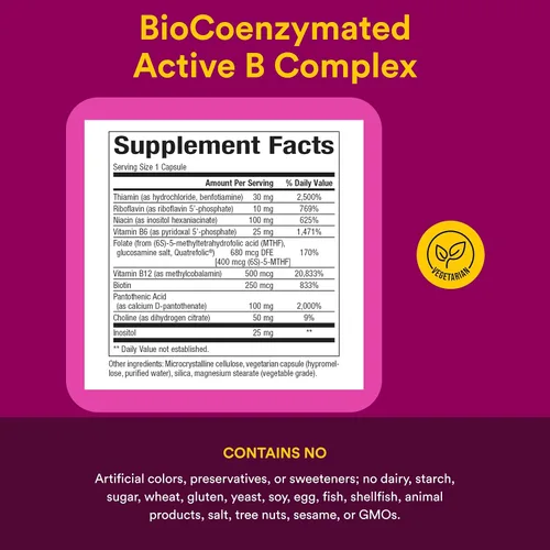 Vista 4 de Natural Factors BioCoenzymated Active B Complex, 60 Cápsulas