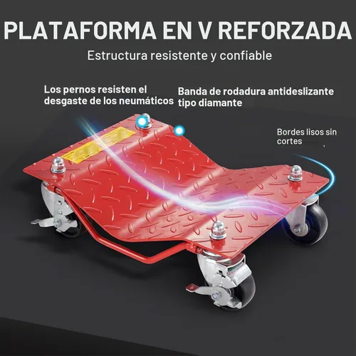 Vista 5 de VEVOR Plataforma con Ruedas, Capacidad de 8000 libras Movedor de Autos de Acero Resistente, Juego de Plataformas con Ruedas para Neumáticos de Auto