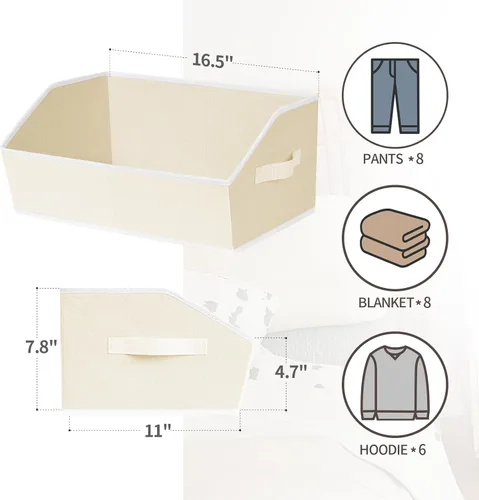 Vista 2 de Homsorout Organizador trapezoidal para armario, cestas grandes para organizar, caja de almacenamiento de tela para estantes, cubos de almacenamiento