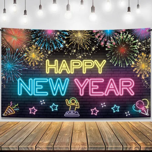 Vista 10 de KatchOn, Cartel extra grande de feliz año nuevo – 72 x 44 pulgadas Cartel para noche de fiesta de Año Nuevo Fondo de Nochevieja