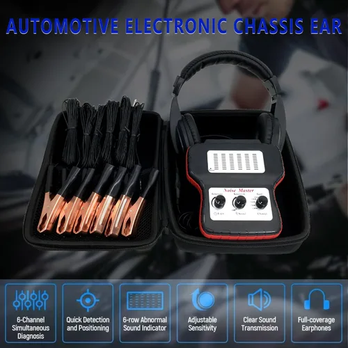Vista 10 de ZKTOOL Kit de estetoscopio electrónico de chasis con auriculares, estetoscopio electrónico automotriz, juego de herramientas de prueba de sonido