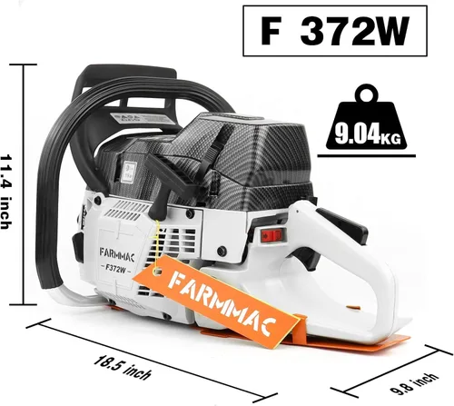 Vista 3 de Motosierra de gas de 372 W 71 cc con barra sólida de 24 pulgadas Motosierra de motosierra de gasolina de 2 ciclos 4.1 KW 5.5 HP para trabajos