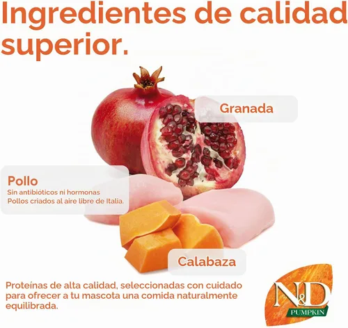 Vista 4 de Farmina - Alimento seco para perros adultos sin granos con calabaza, pollo y granada, mini raza