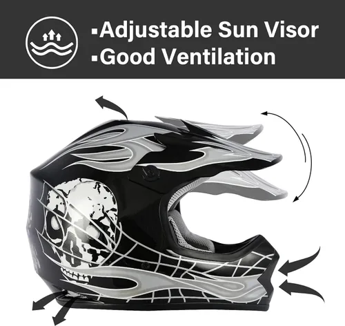 Vista 4 de SLMOTO - Casco DOT para niños y jóvenes, casco de motocross para todoterreno y calle, casco de motocicleta, casco de bicicleta de tierra, motocross