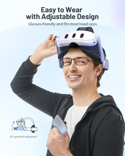 Vista 5 de Zybervr Head Strap for Meta Quest 3, Comfort Elite Strap for Oculus Quest 3 Accessories, Adjustable Lightweight VR Headset Strap Replacement