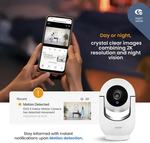 Vista 6 de Cámara inteligente 2K para interiores, control PTZ con rotación horizontal de 355° y vertical de 150°, audio de 2 vías, visión nocturna, modo
