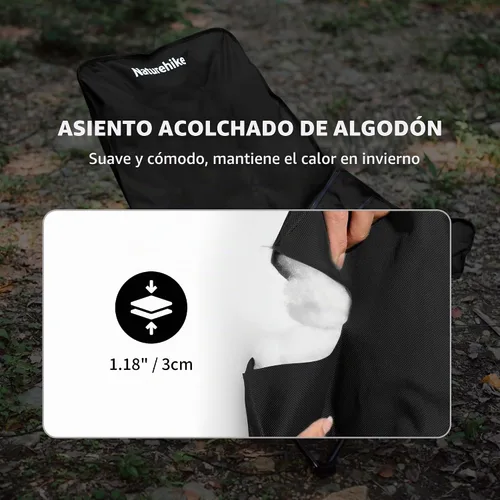 Vista 4 de Naturehike Seastar - Silla de campamento acolchada, silla plegable ajustable de 2 posiciones, silla de campamento portátil con bolsillo lateral