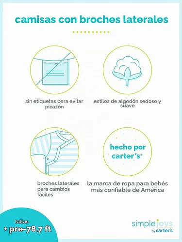 Vista 5 de Simple Joys by Carter's Paquete de 5 camisas de manga larga con cierre lateral para bebé Blanco